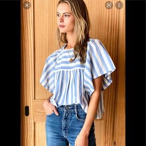Emerson Fry India Collection Basalie Top Blue Stripe XS